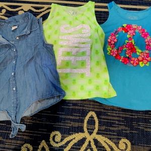 Girls 3 Piece Bundle Gymboree & Justice Size 10 Tops Shirts
